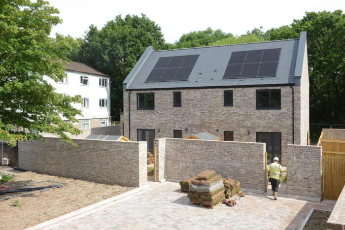 One Planet Cardiff  New council housing Trenchard Drive Llanishen with Solar PV plus Air source Heat Pumps and electric car charging facilities