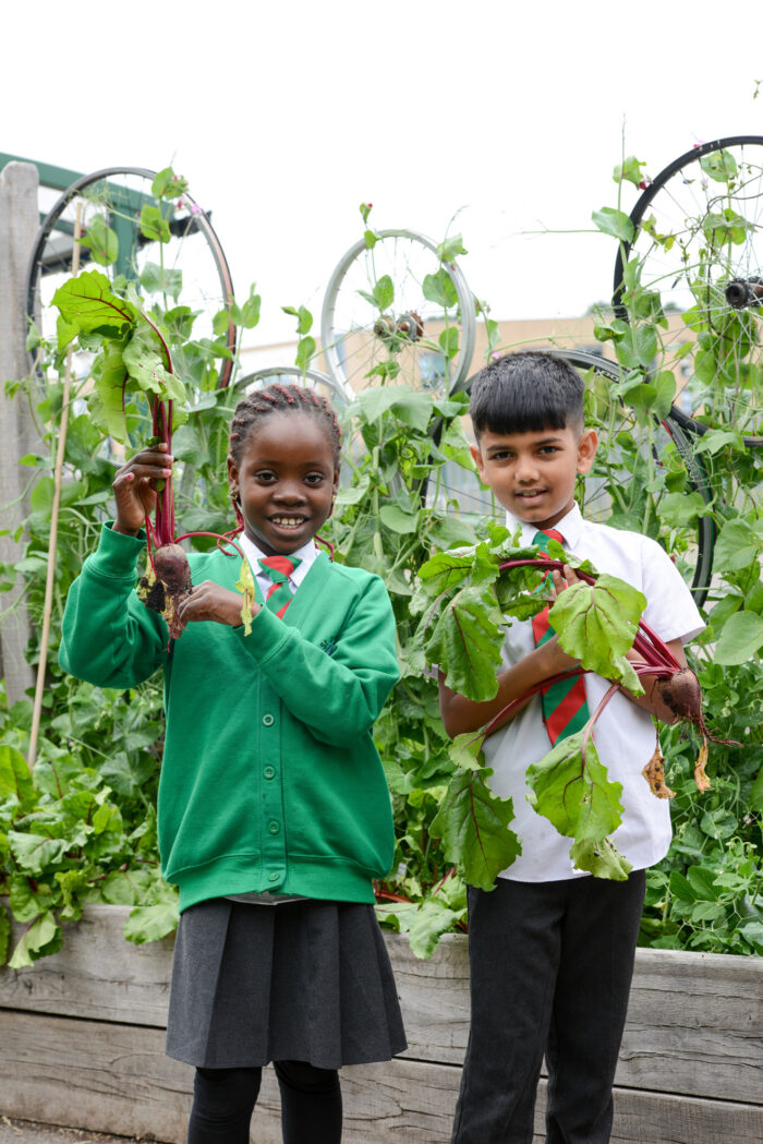 One Planet Cardiff School children at St John Lloyd RC Primary School Rumney have a class in the school  Edible Garden